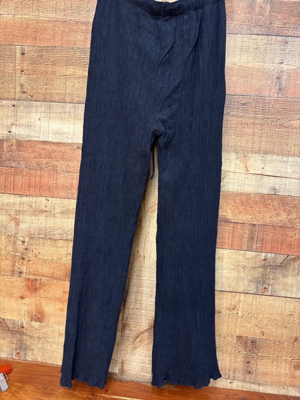 Abercrombie & Fitch Black Crinkle Wide-Leg Pants Size S - Picture 4 of 6